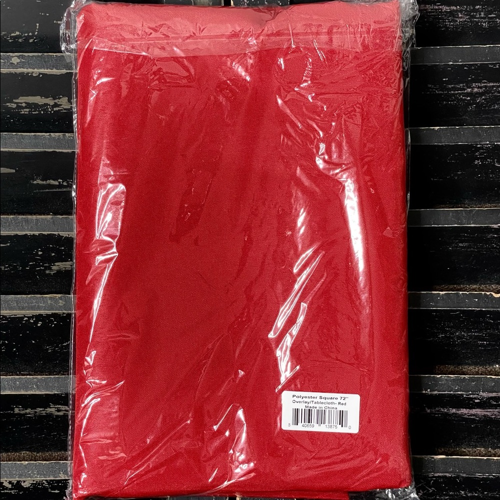 Red Polyester Square Table Overlay Tablecloth - Picture 2 of 4